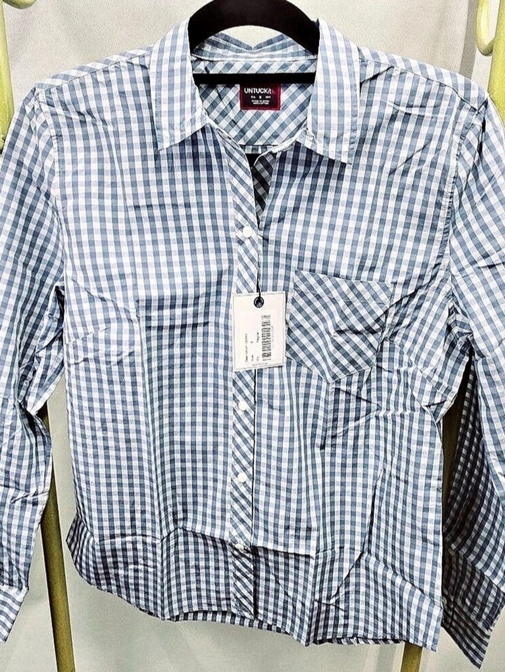 Preppy Coastal Blue Gingham UNTUCKit Crispo Cotton Button Down Size 4 NWT gift